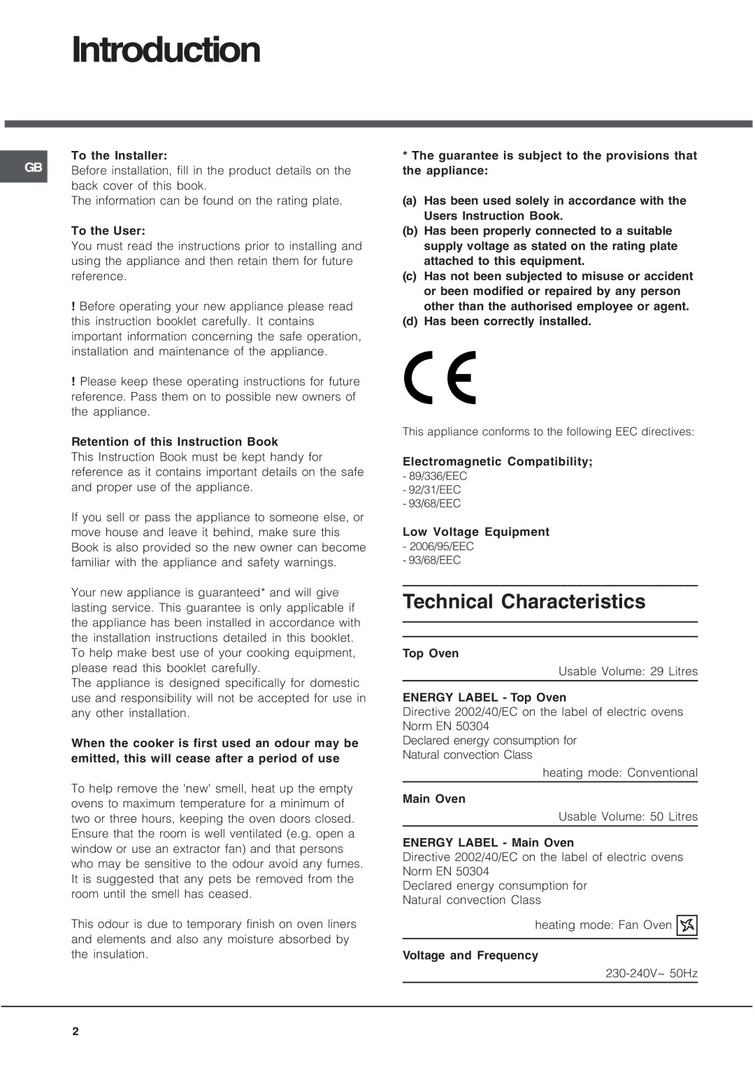 Hotpoint UQ89I manual Introduction 