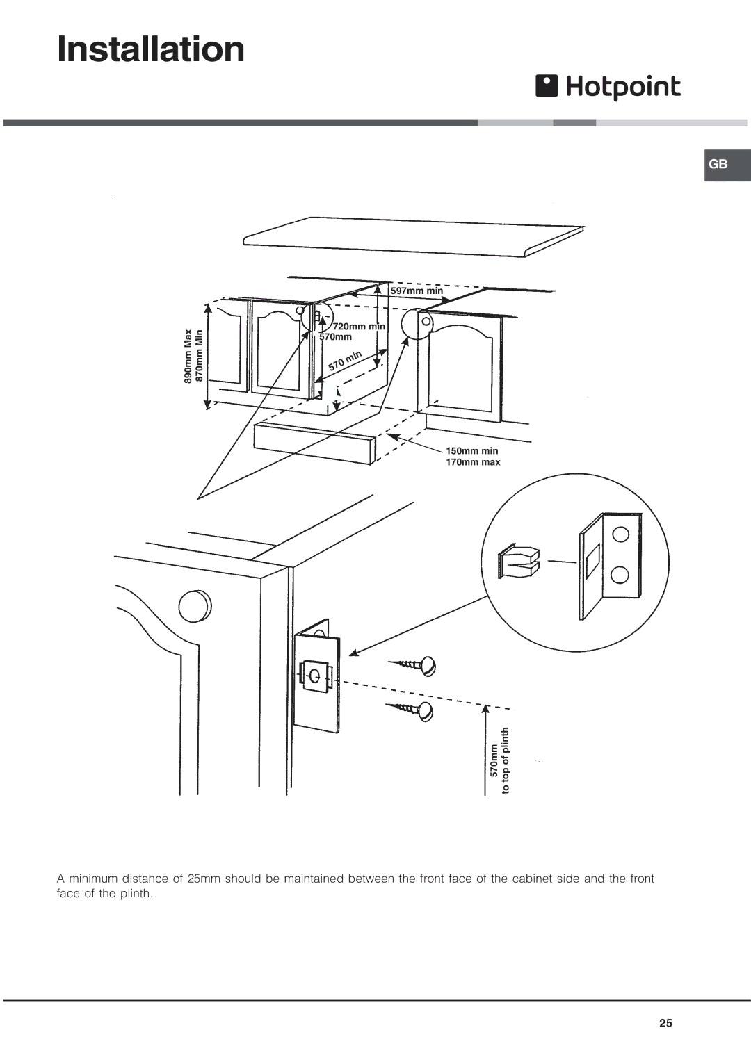 Hotpoint UQ89I manual Top 