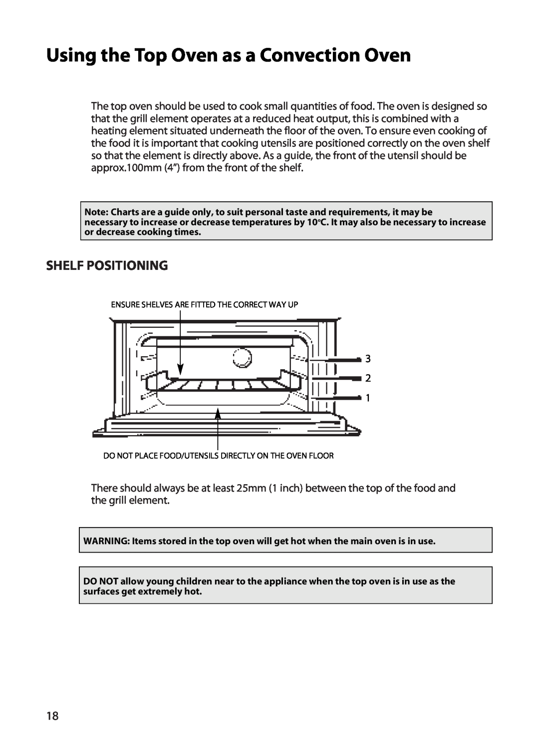 Hotpoint UT47, UD47 manual Using the Top Oven as a Convection Oven, Shelf Positioning 