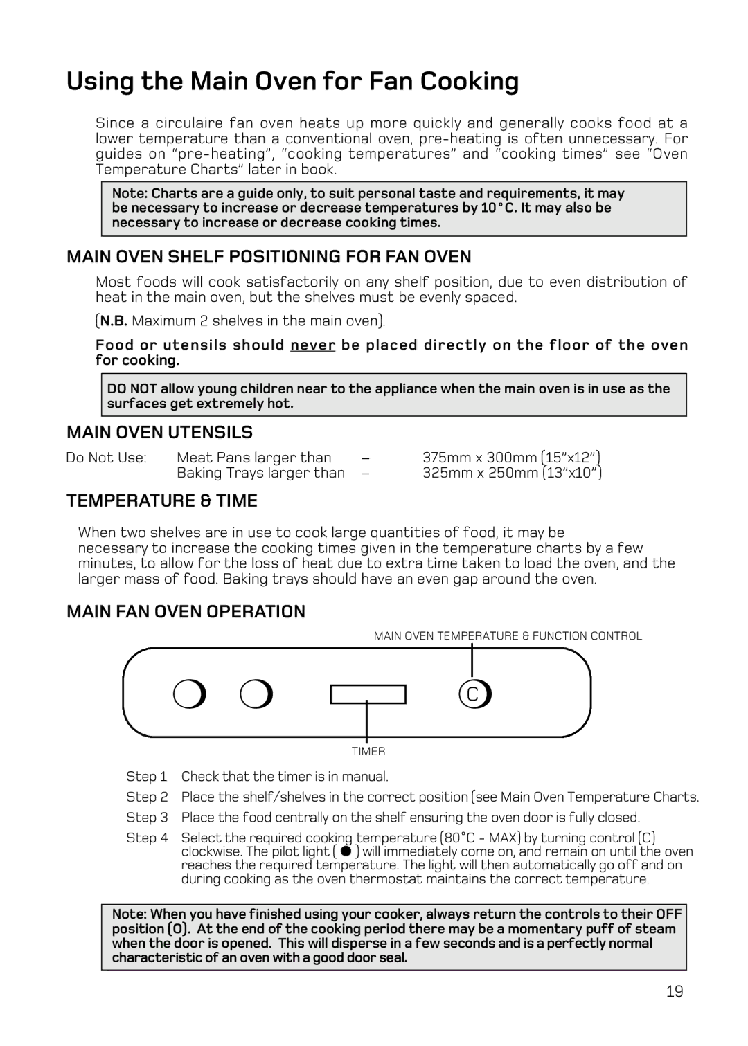 Hotpoint UY46 Mk2 manual Using the Main Oven for Fan Cooking, Main Oven Shelf Positioning for FAN Oven, Main Oven Utensils 