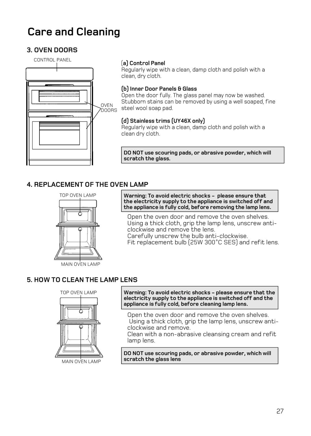 Hotpoint UY46 Mk2 manual Oven Doors 