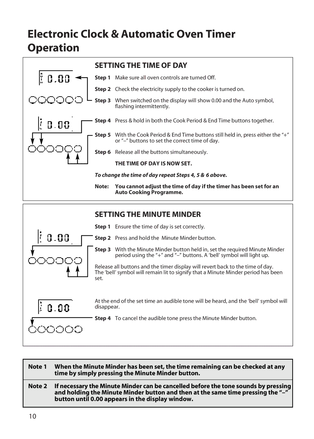 Hotpoint UY46 manual Electronic Clock & Automatic Oven Timer Operation, Setting the Time of DAY, Setting the Minute Minder 