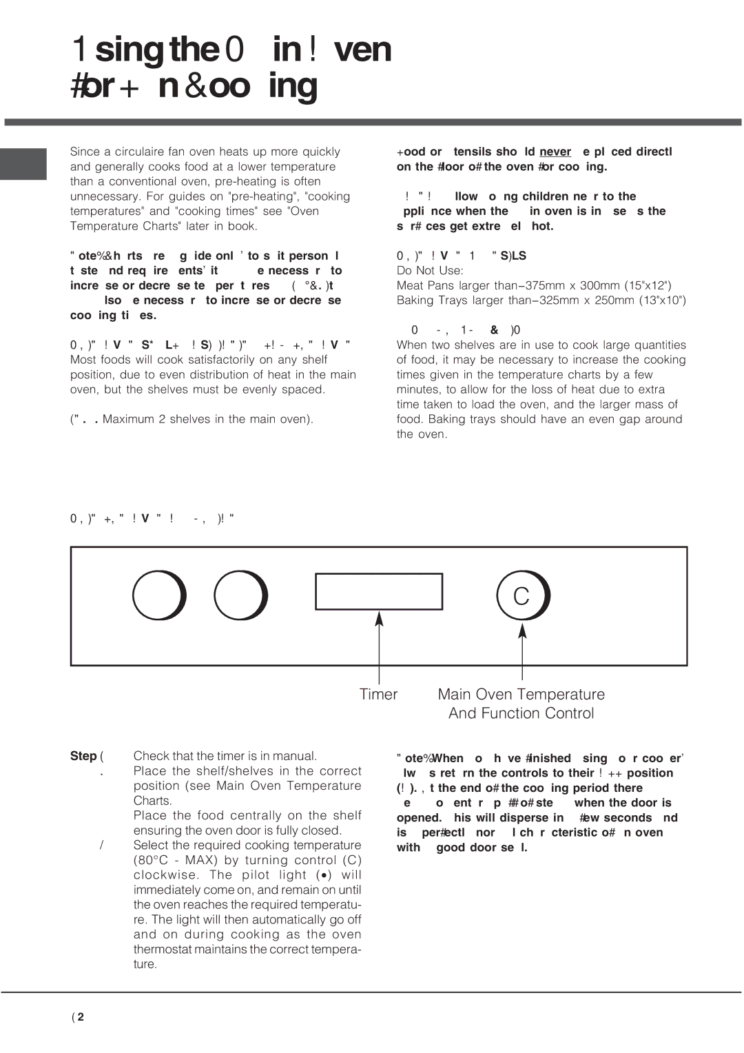 Hotpoint UY46X2 manual UsingtheMainOven forFanCooking, Timer Main Oven Temperature Function Control 