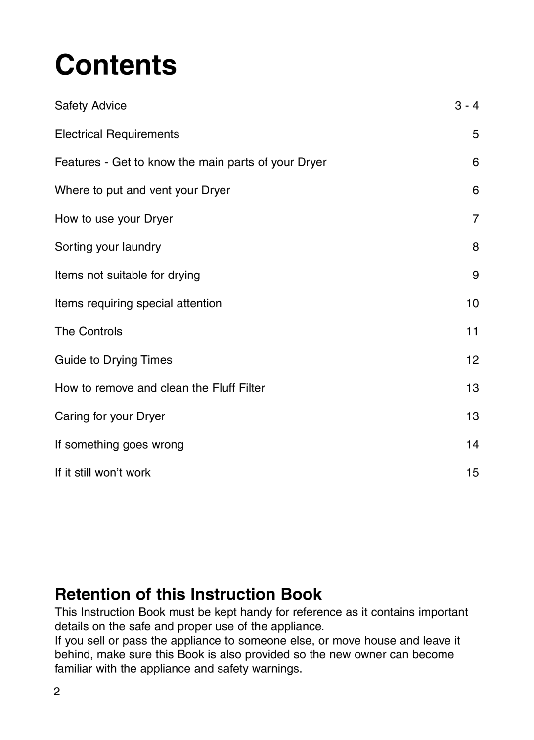 Hotpoint V3D01 manual Contents 