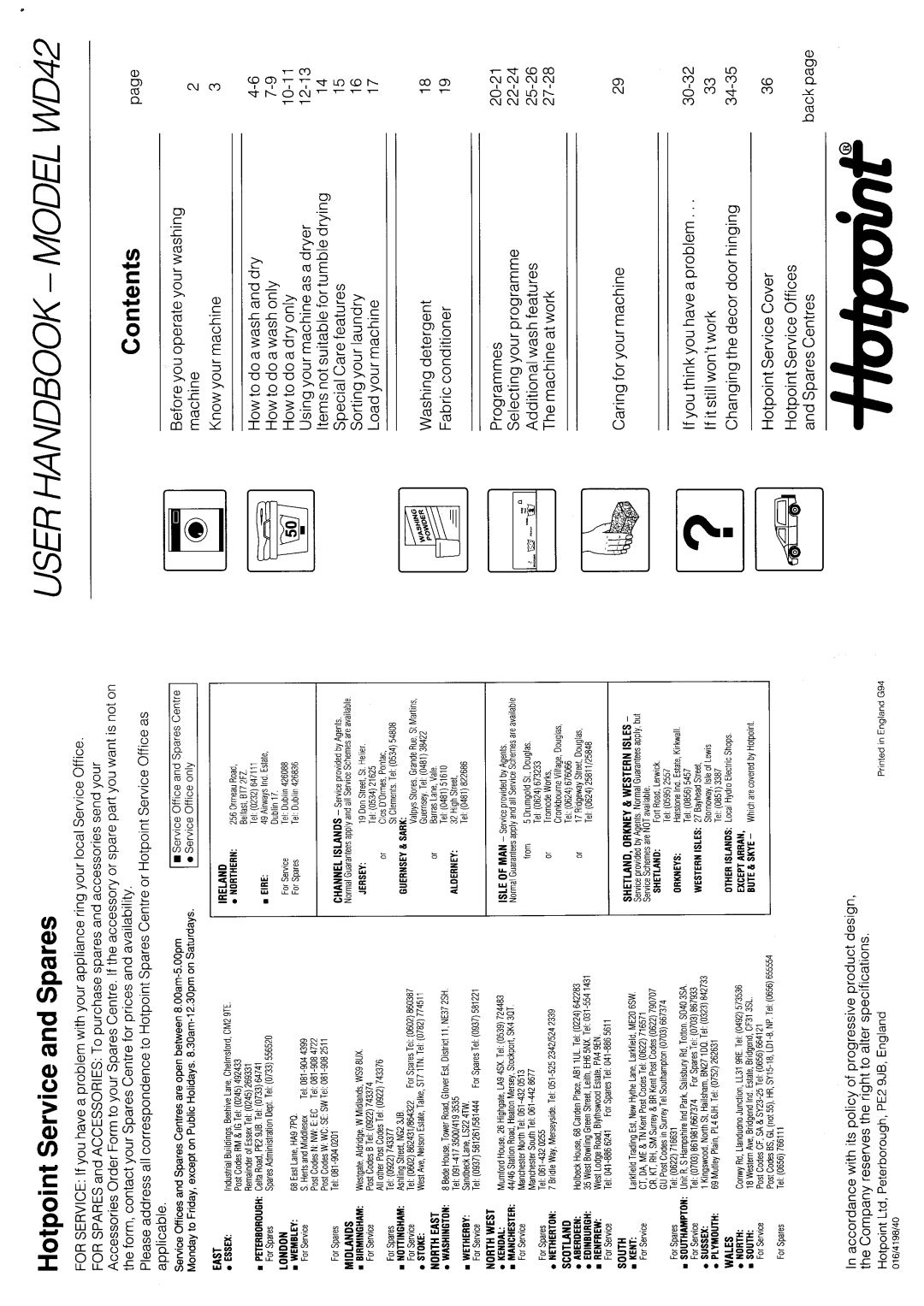 Hotpoint WD42 manual 