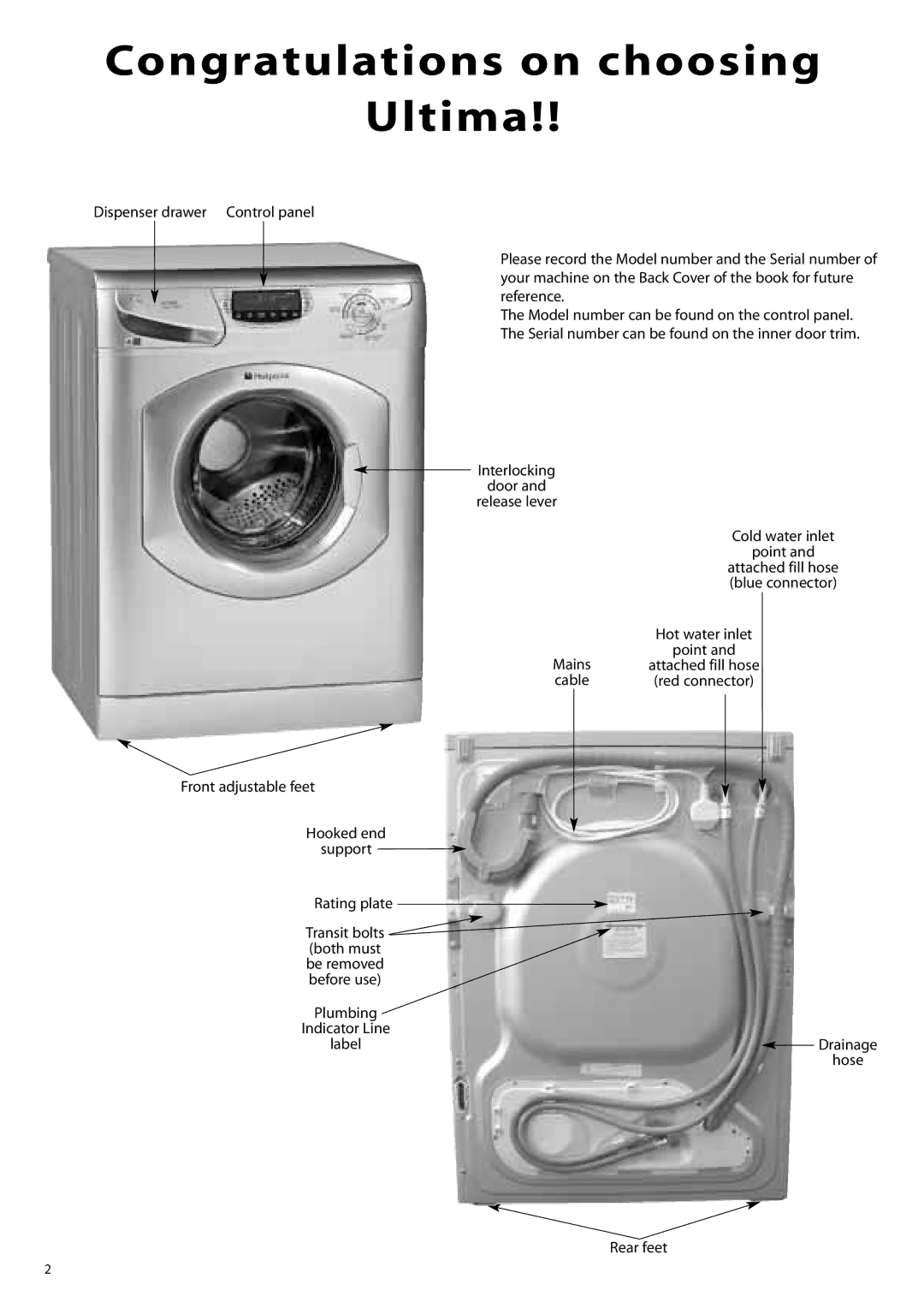 Hotpoint WD865, WD860 manual Congratulations on choosing Ultima 