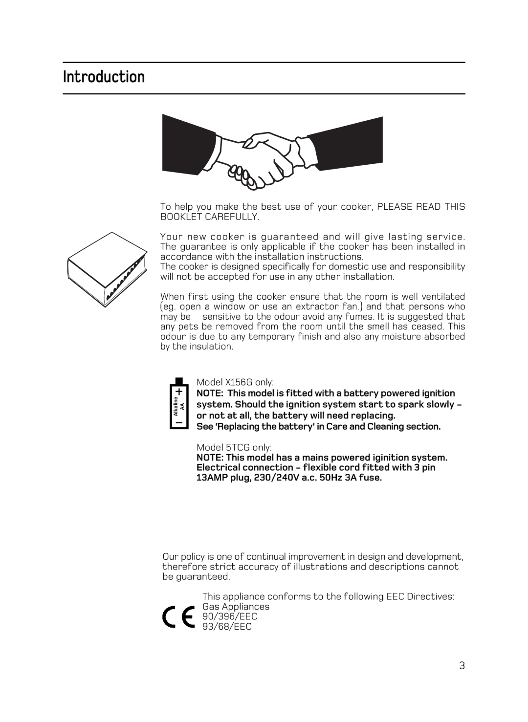 Hotpoint X156G manual Introduction, See ‘Replacing the battery’ in Care and Cleaning section 