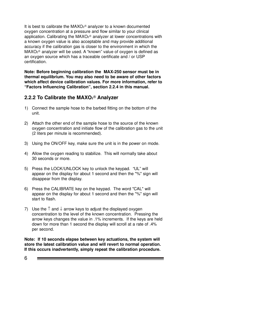 Hoya OM-25A manual To Calibrate the MAXO2 Analyzer 