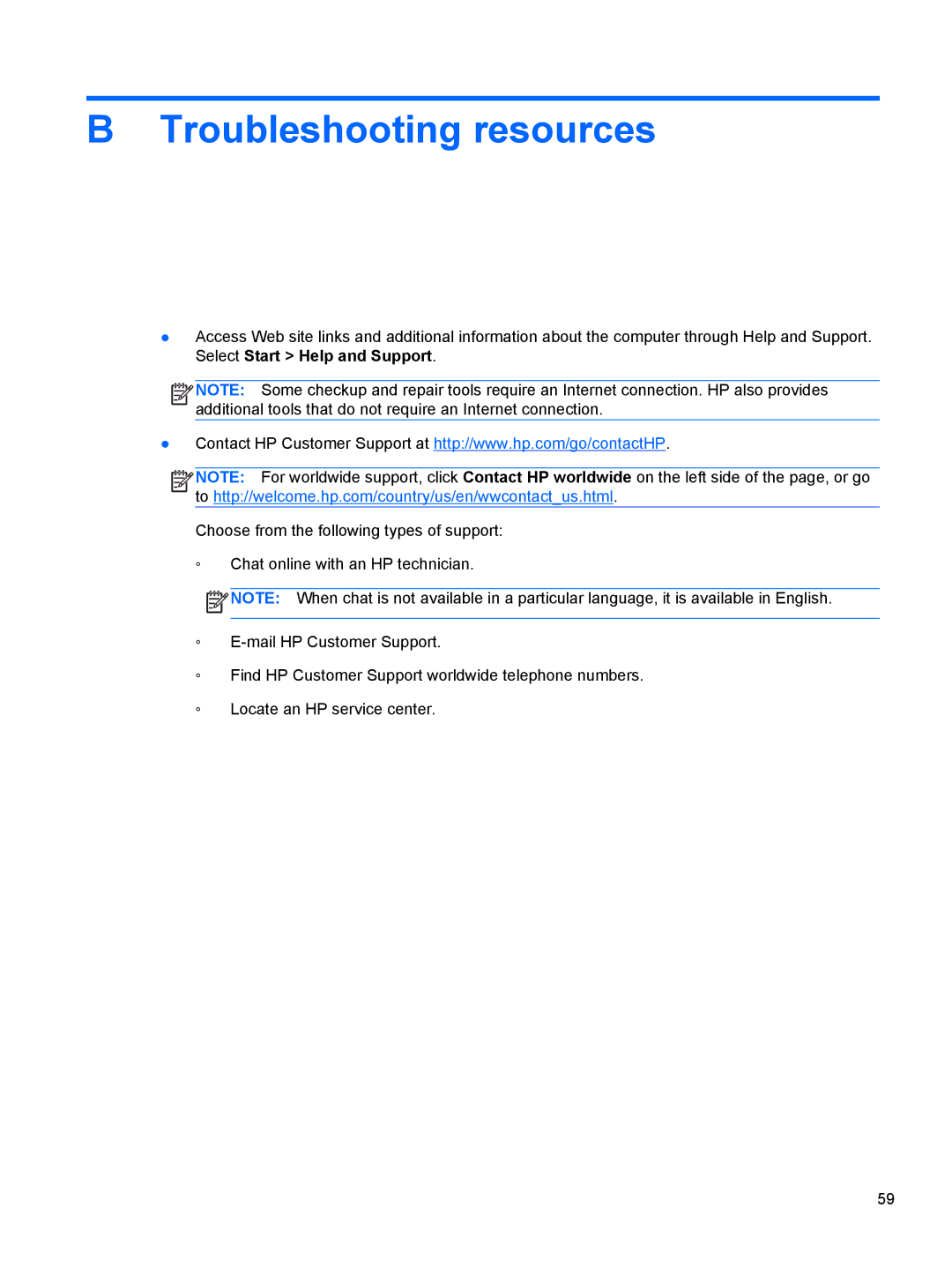 HP : LW883AW, : LY849UA, : G4 1107NR, : B4B15UA manual Troubleshooting resources 