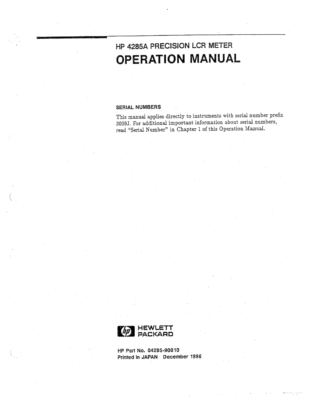 HP 04285-90010 manual 