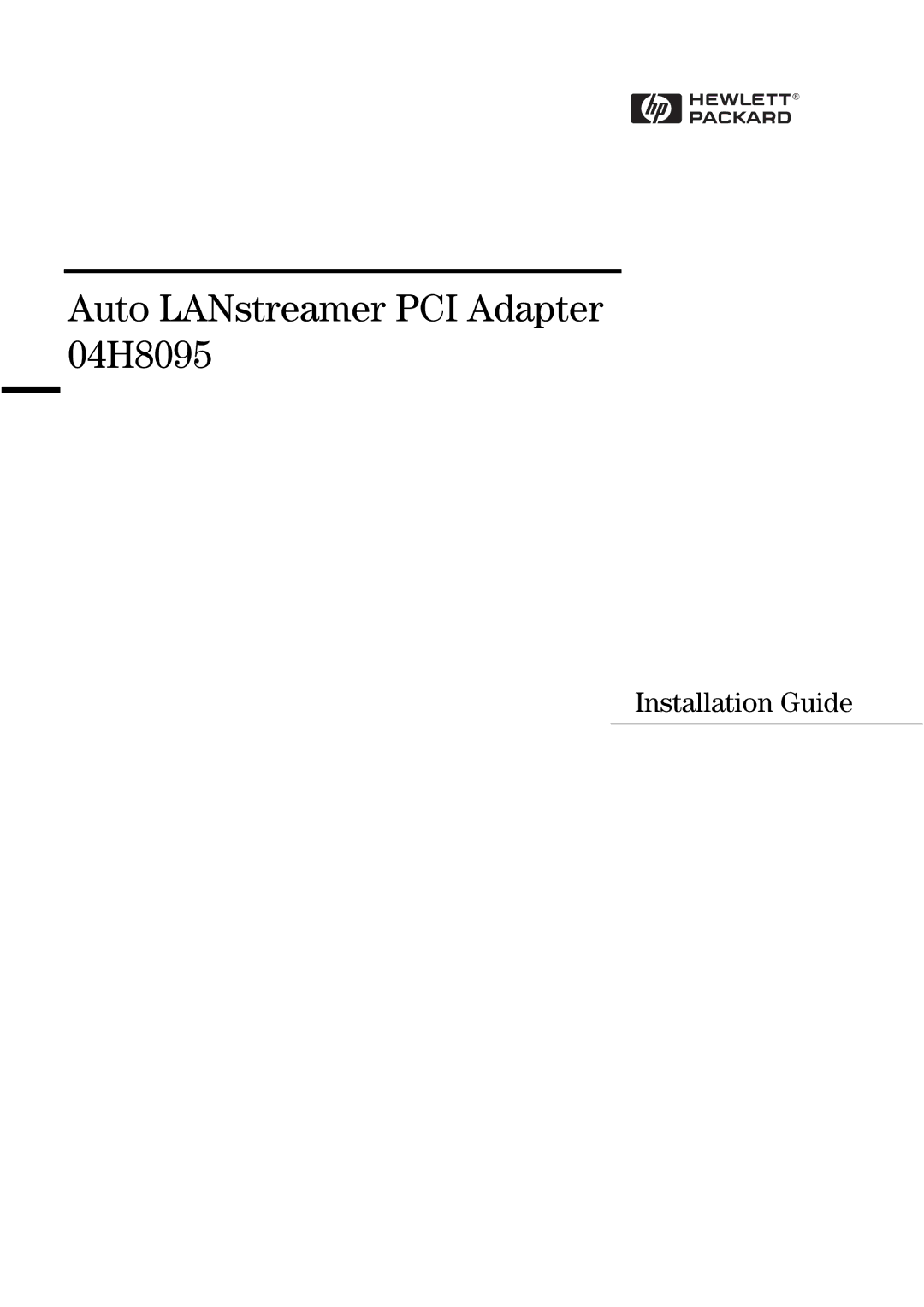 HP manual Auto LANstreamer PCI Adapter 04H8095 