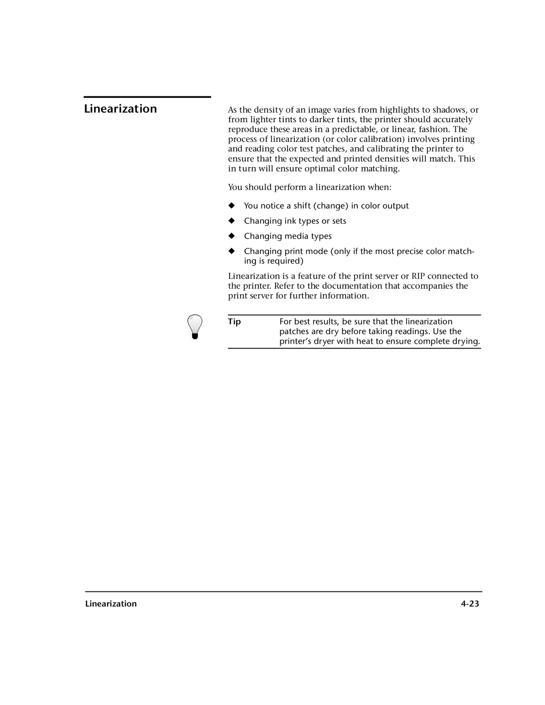 HP 0706124 REV B manual Linearization, For best results, be sure that the linearization 