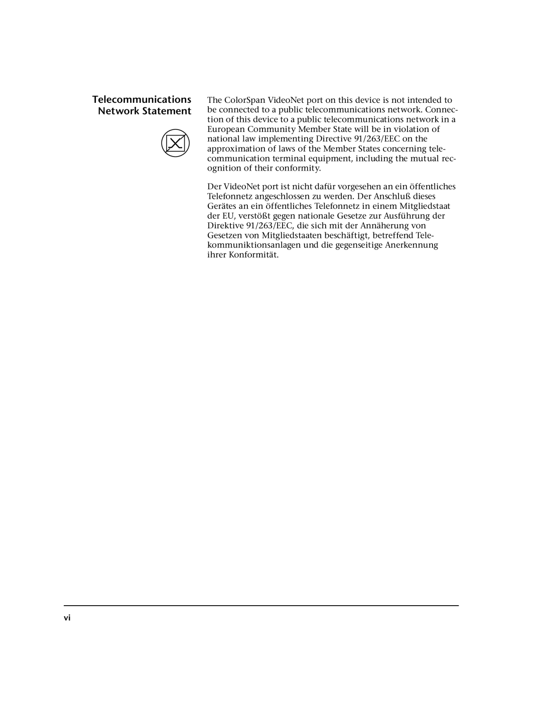 HP 0706124 REV B manual Telecommunications Network Statement 