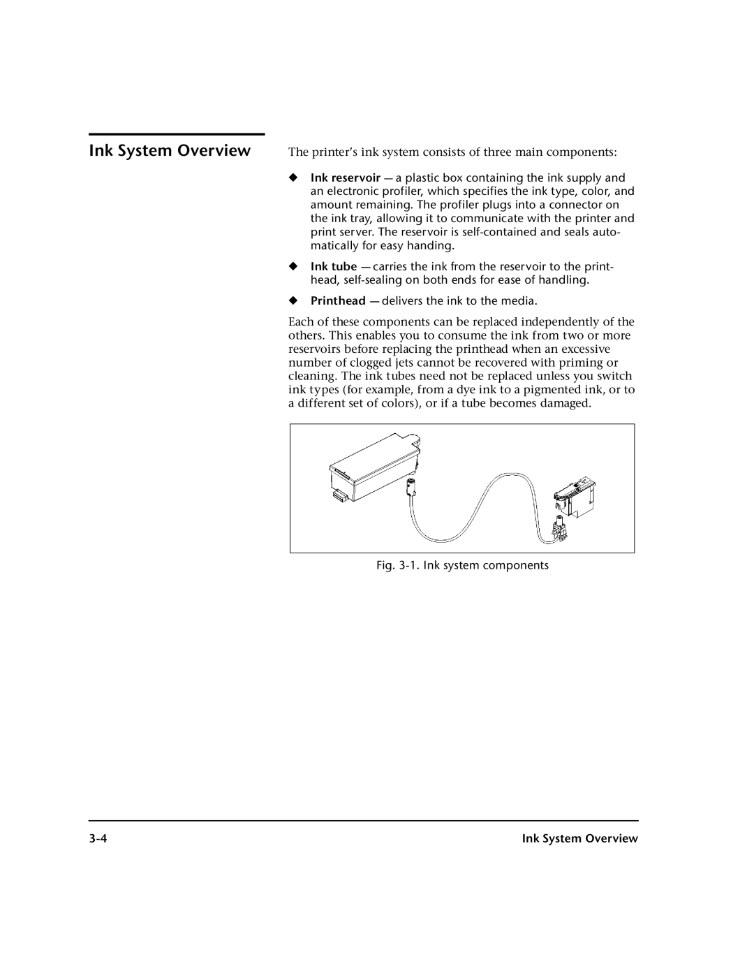 HP 0706124 REV B manual Ink System Overview 