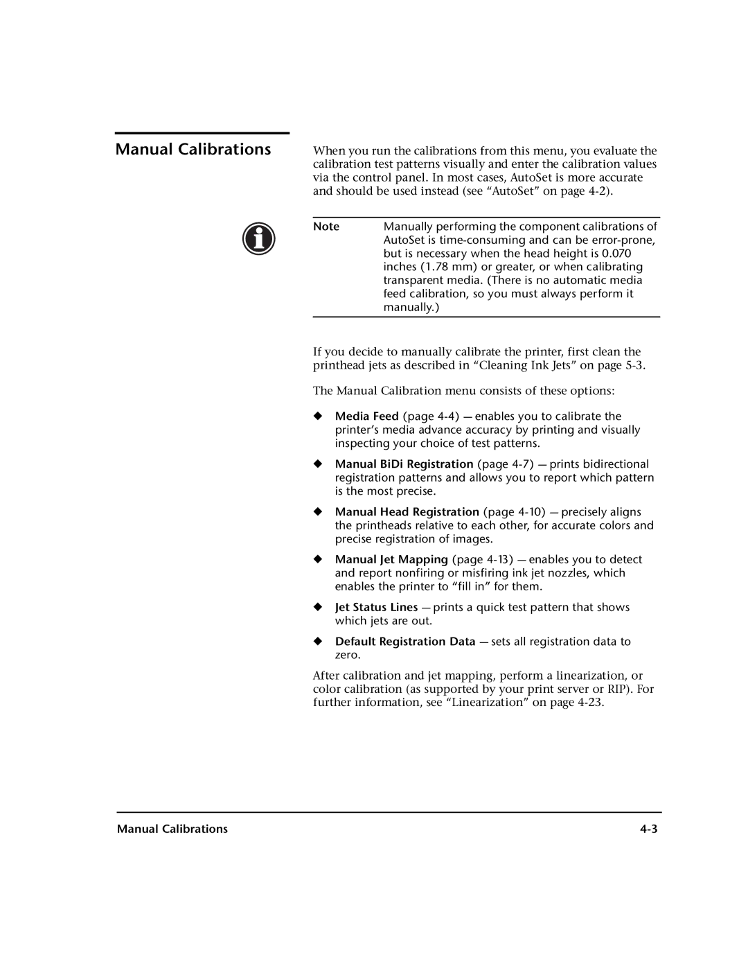 HP 0706124 REV B manual Manual Calibrations 