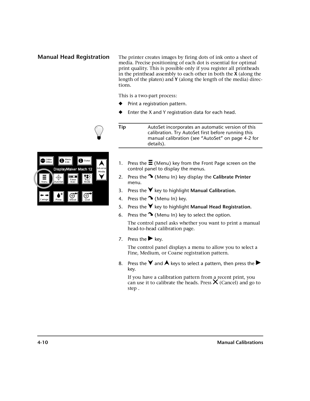 HP 0706124 REV B manual Press the key, Press the and keys to select a pattern, then press the key 