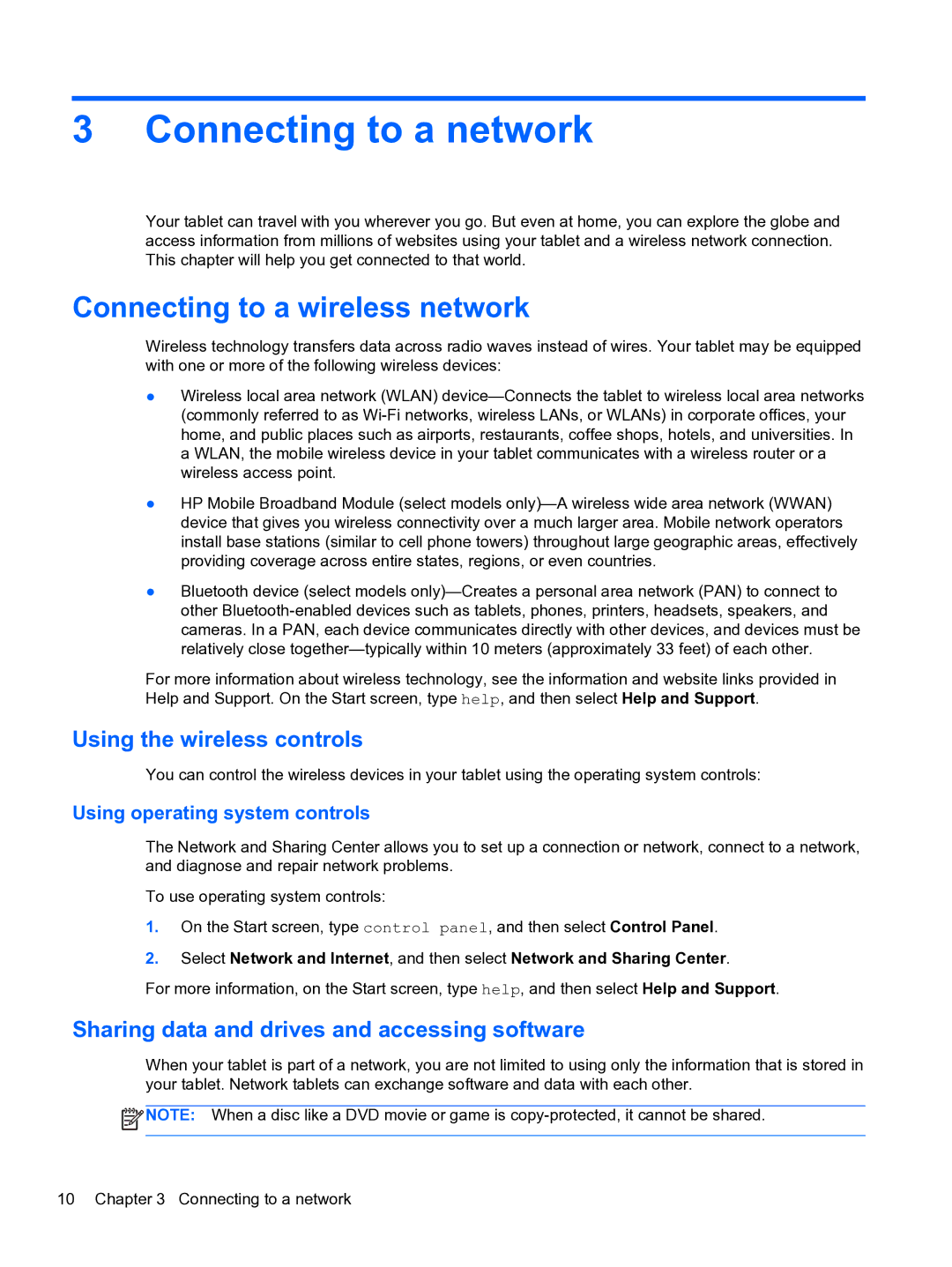 HP 10 5600 F4C56UAABA manual Connecting to a network, Connecting to a wireless network, Using the wireless controls 