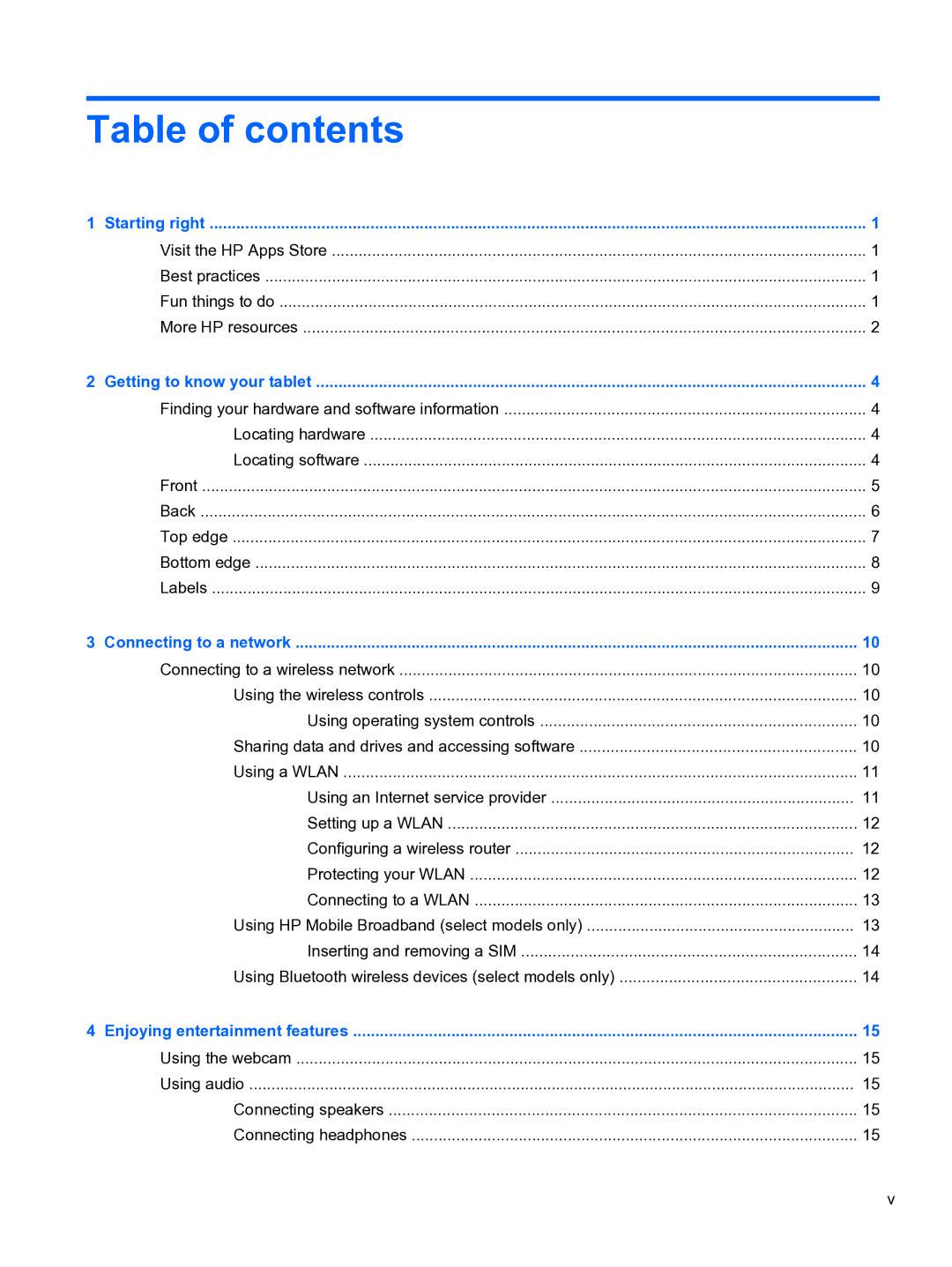 HP 10 5600 F4C56UAABA manual Table of contents 