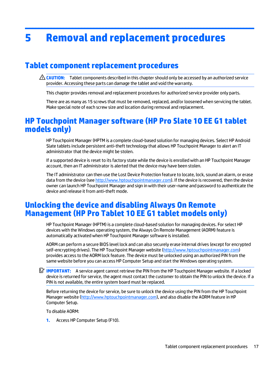 HP 10 EE G1 Healthcare manual Removal and replacement procedures, Tablet component replacement procedures 