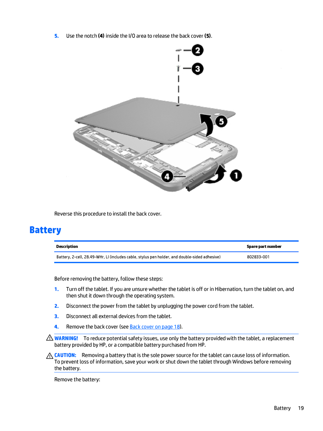 HP 10 EE G1 Healthcare manual Battery 