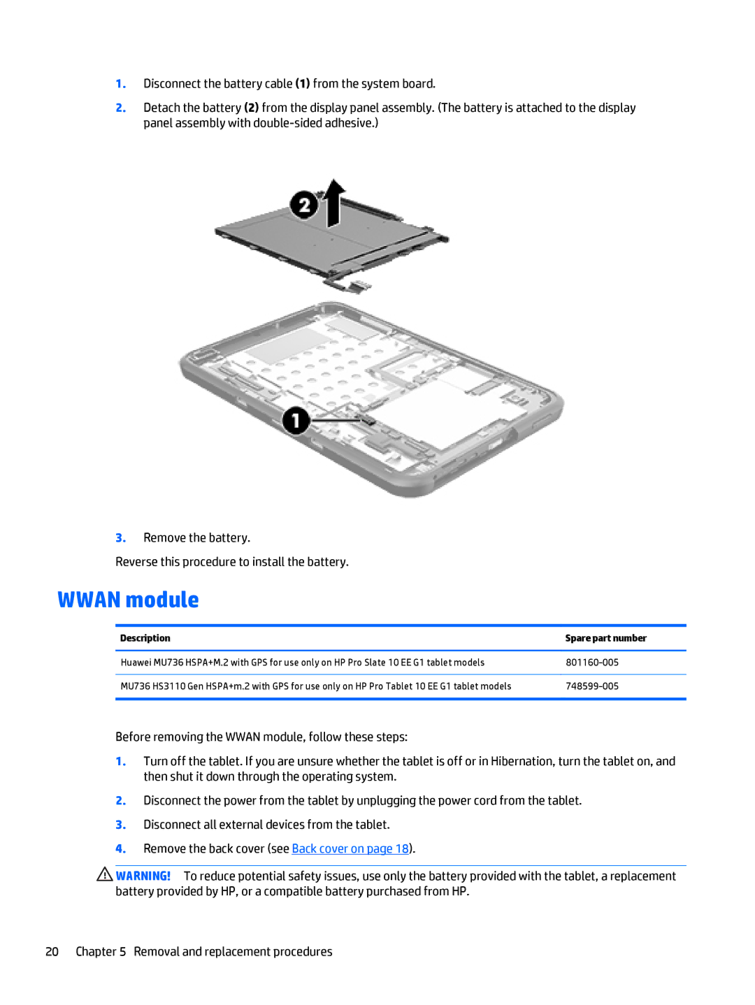 HP 10 EE G1 Healthcare manual Wwan module 