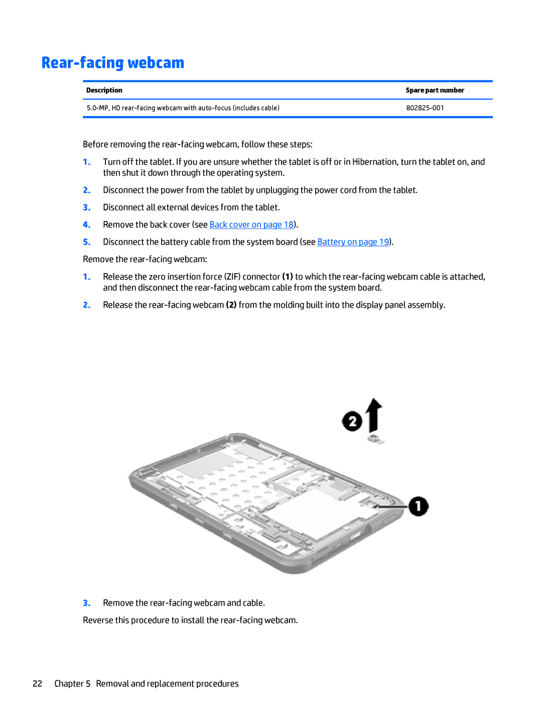 HP 10 EE G1 Healthcare manual Rear-facing webcam 