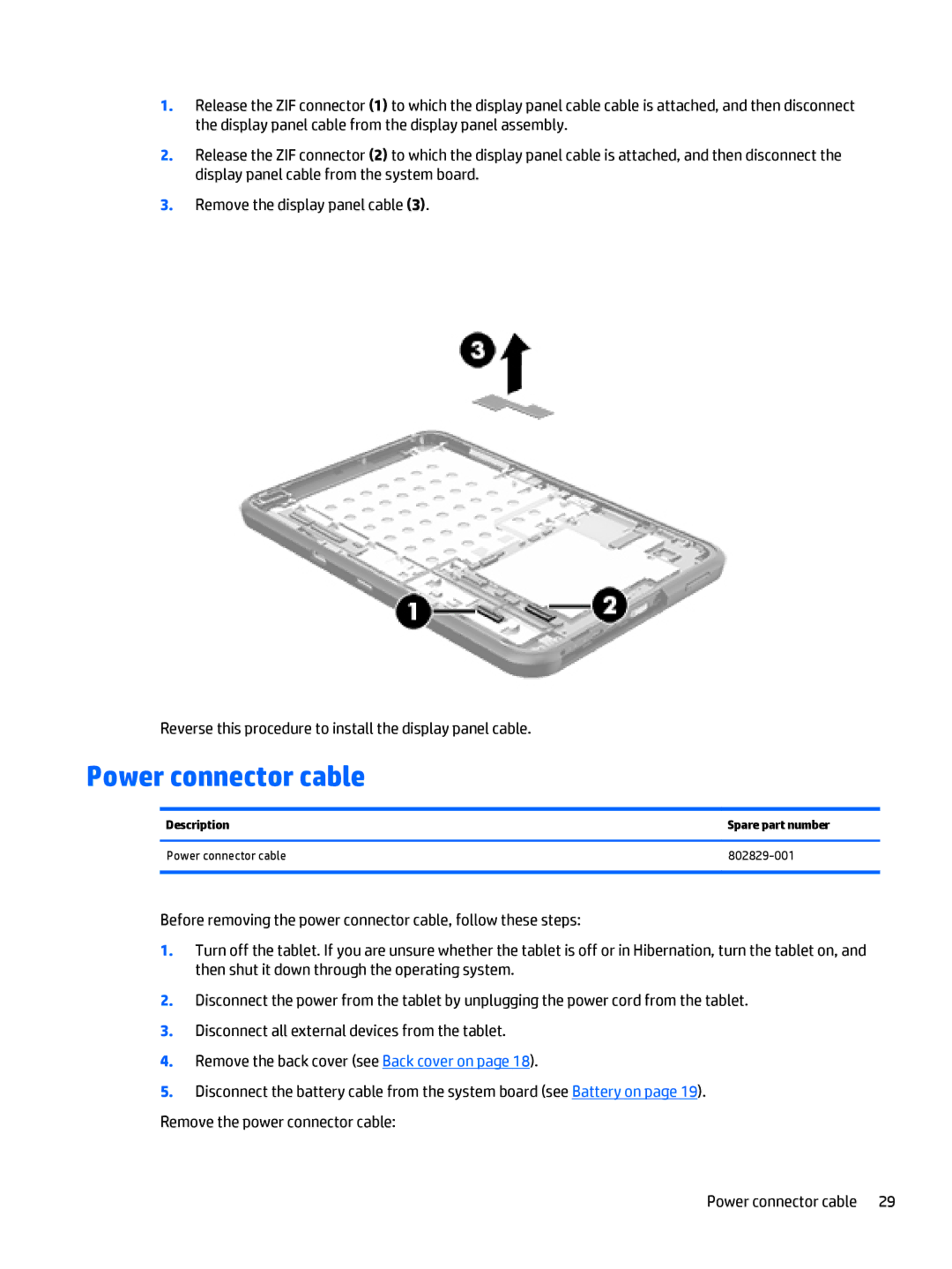 HP 10 EE G1 Healthcare manual Power connector cable 