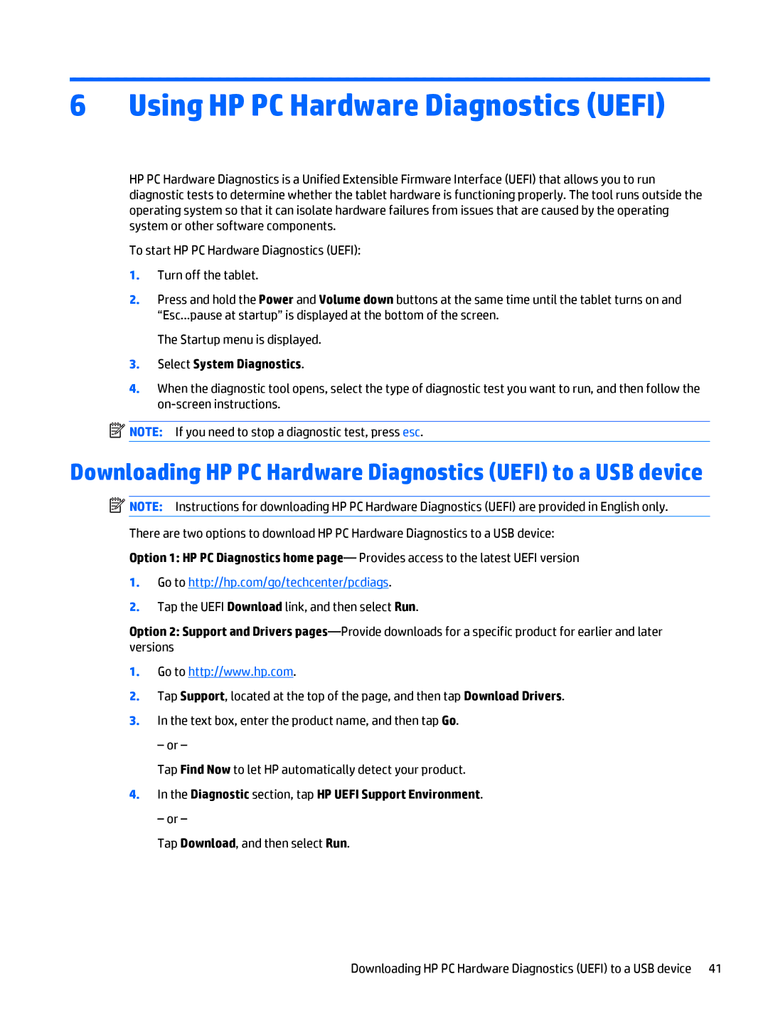 HP 10 EE G1 Healthcare manual Using HP PC Hardware Diagnostics Uefi, Select System Diagnostics 