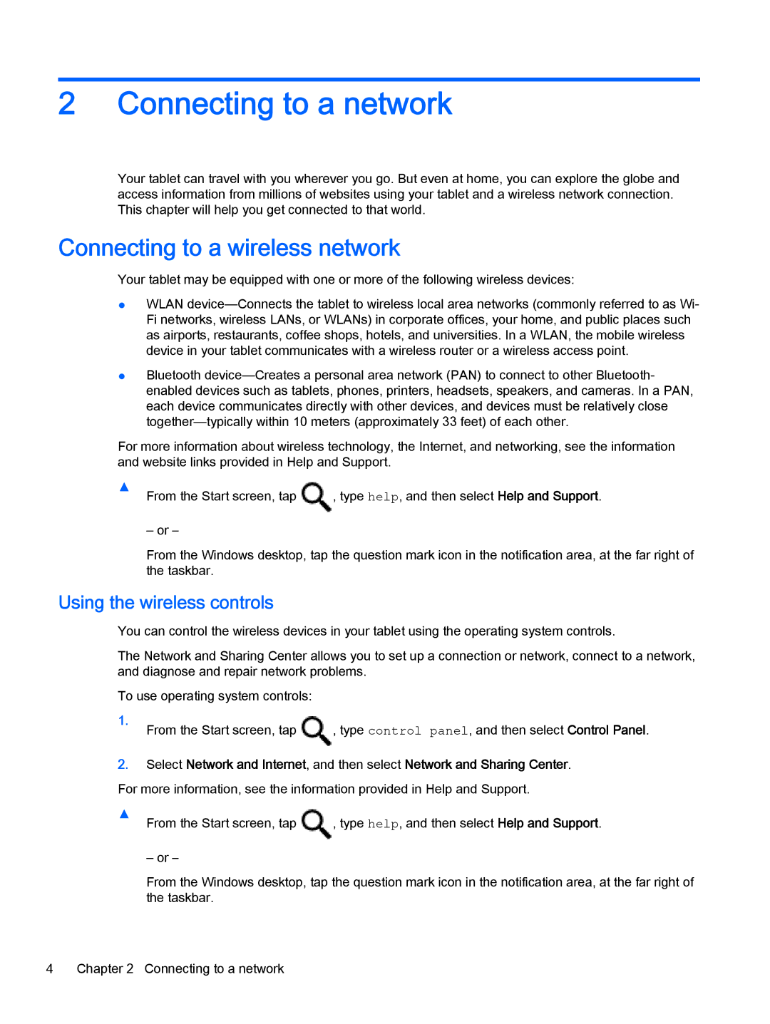 HP 10 EE G1 manual Connecting to a network, Connecting to a wireless network, Using the wireless controls 