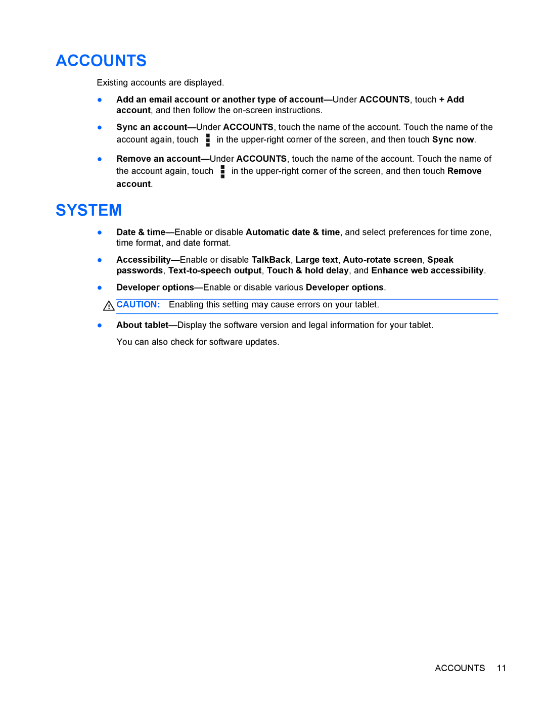 HP 10 HD manual Accounts 