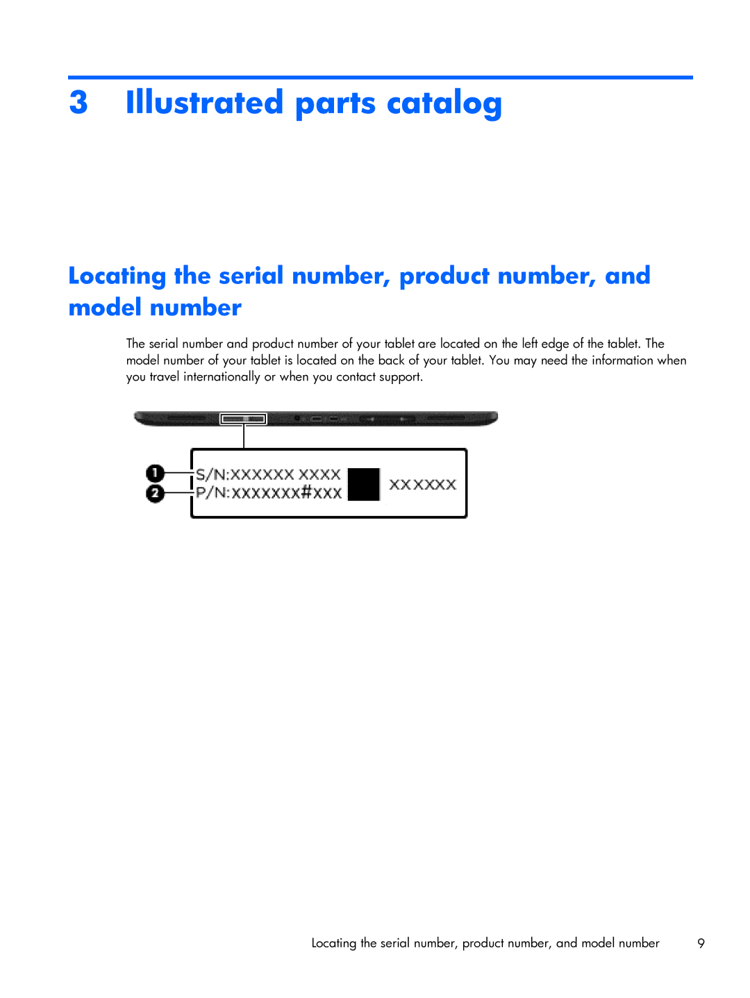 HP 10 manual Illustrated parts catalog, Locating the serial number, product number, and model number 