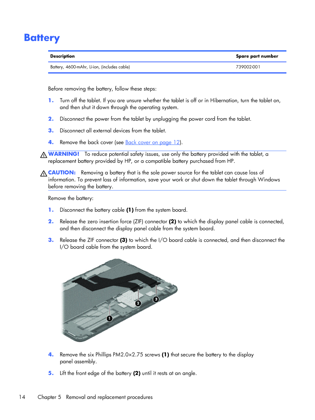 HP 10 manual Battery 