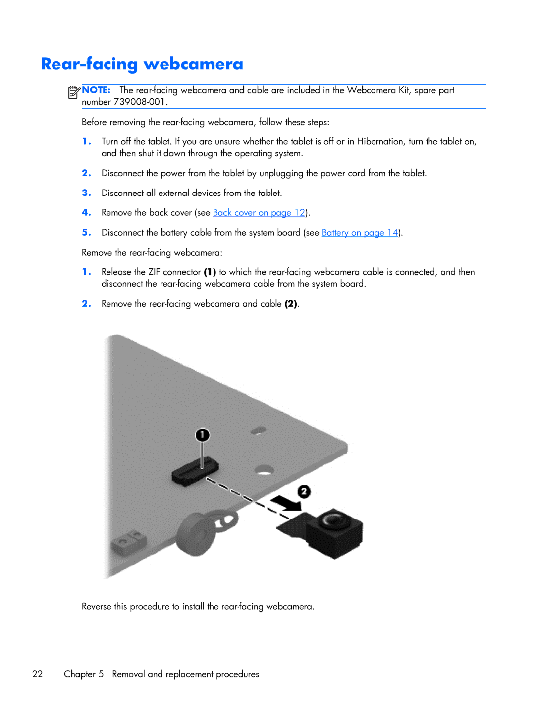 HP 10 manual Rear-facing webcamera 