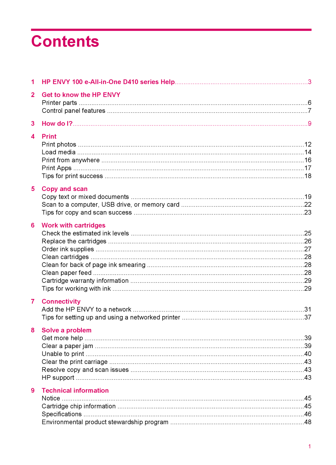 HP 100 - D410a, 100 - D410b manual Contents 