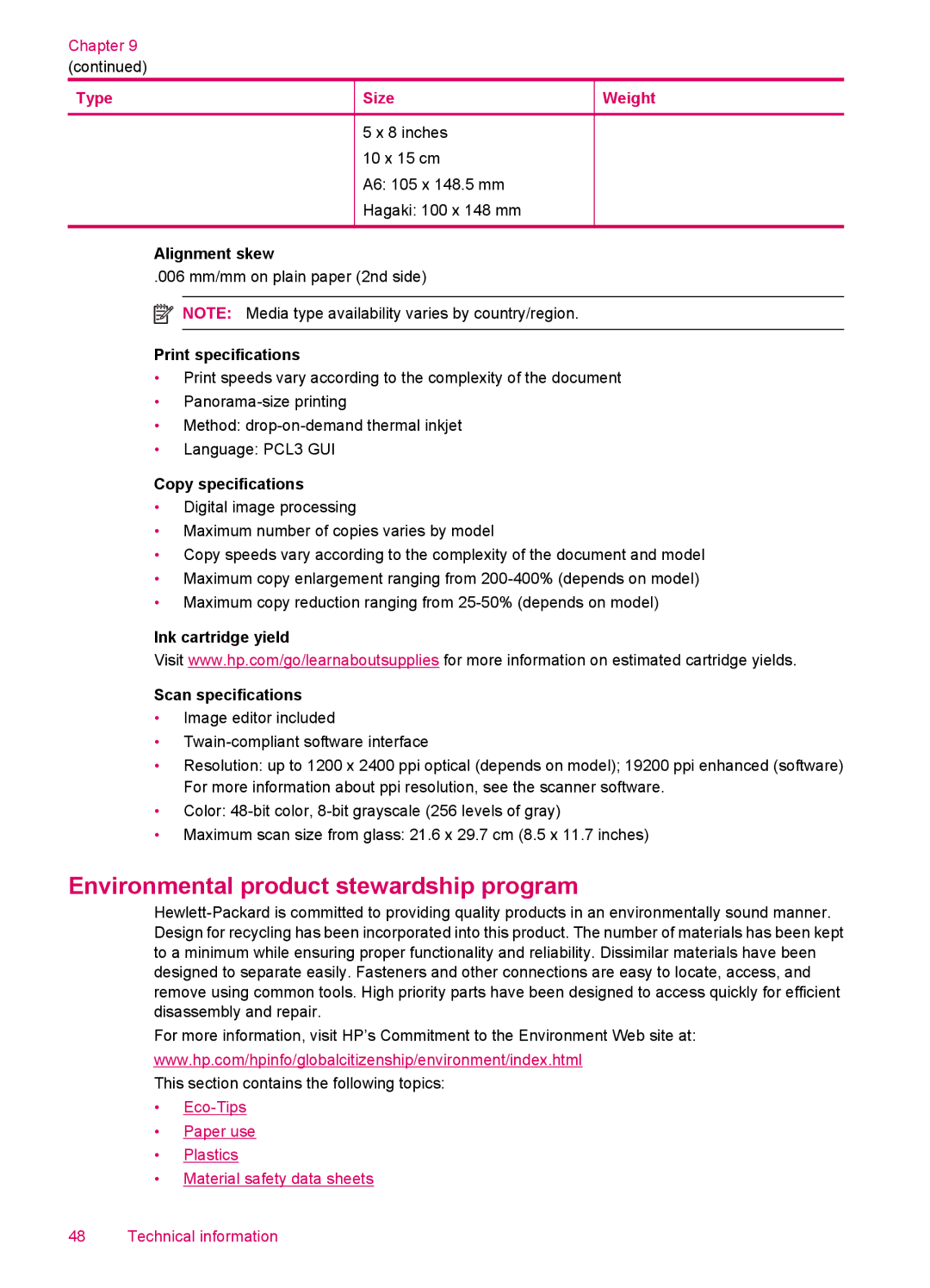 HP 100 - D410b, 100 - D410a manual Environmental product stewardship program 