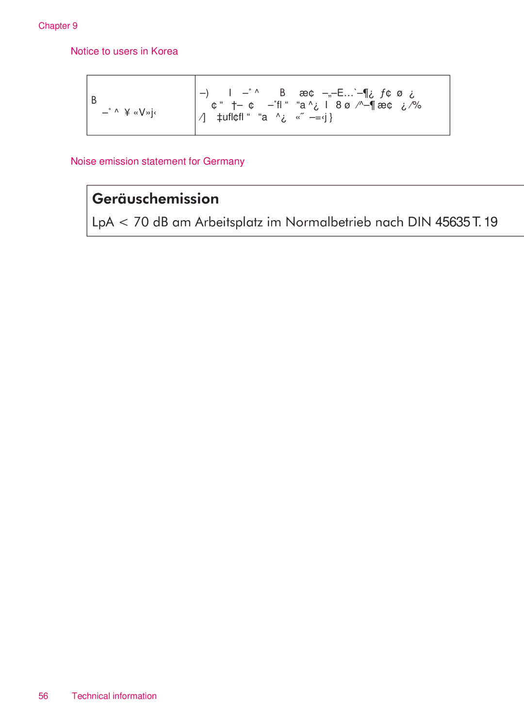 HP 100 - D410b, 100 - D410a manual Geräuschemission, Noise emission statement for Germany 