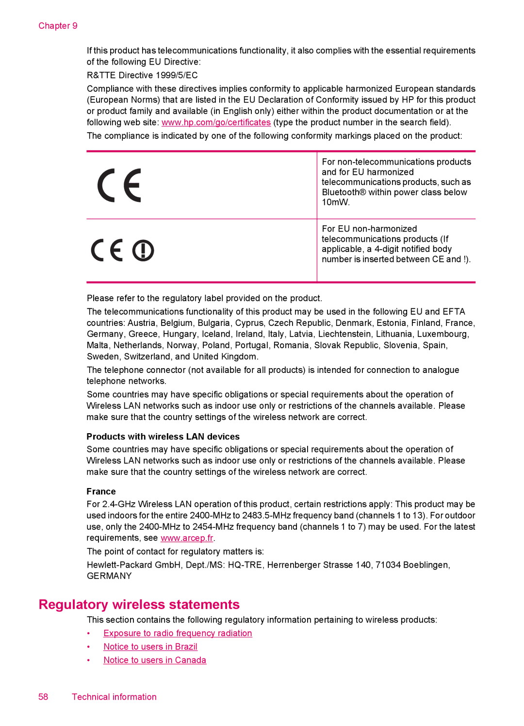 HP 100 - D410b, 100 - D410a manual Regulatory wireless statements 