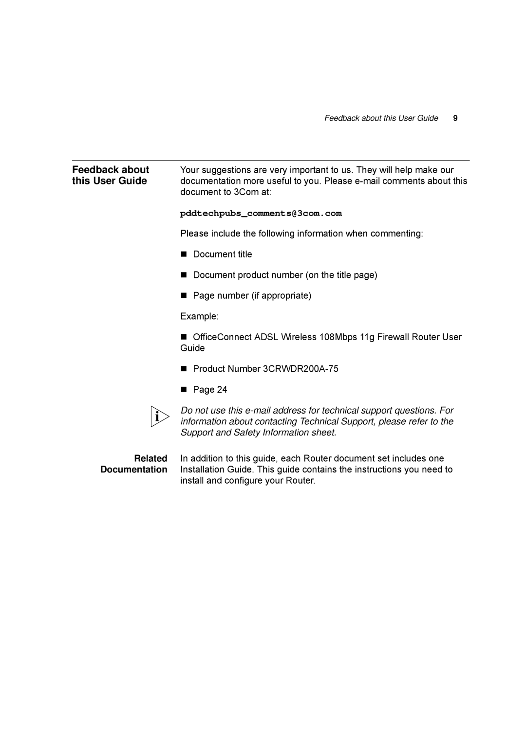 HP 100 -G Router manual Pddtechpubscomments@3com.com 