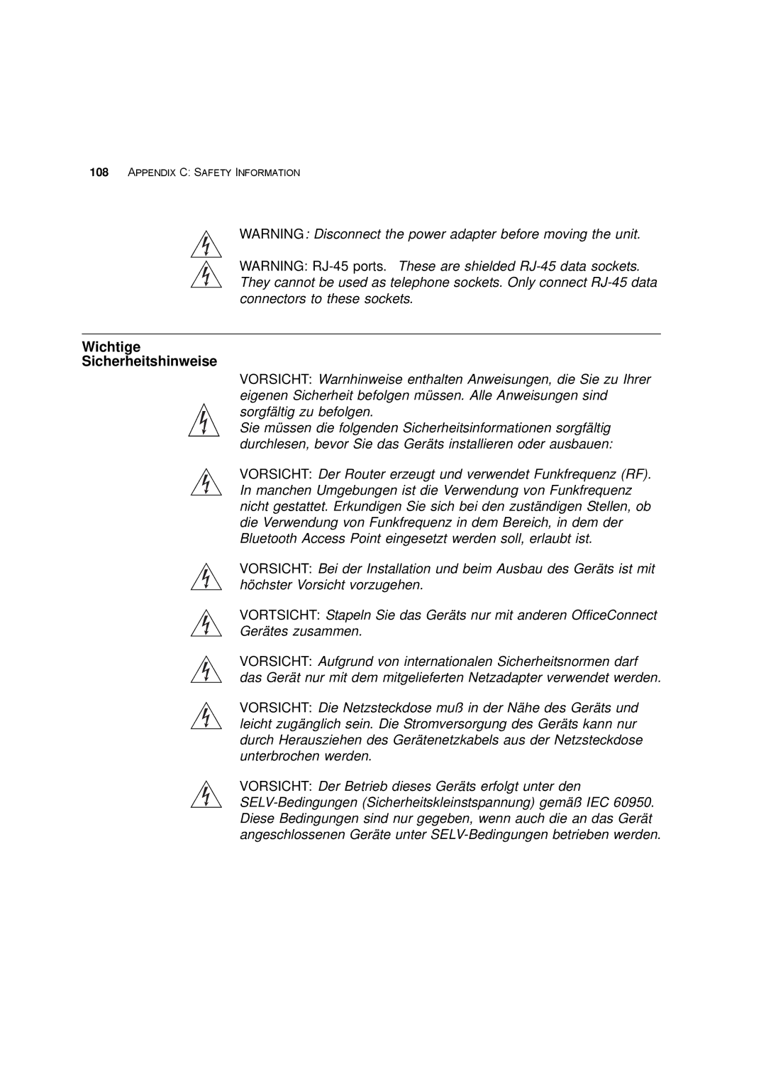 HP 100 -G Router manual Wichtige Sicherheitshinweise 