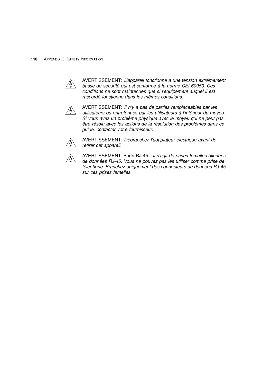 HP 100 -G Router manual Appendix C Safety Information 