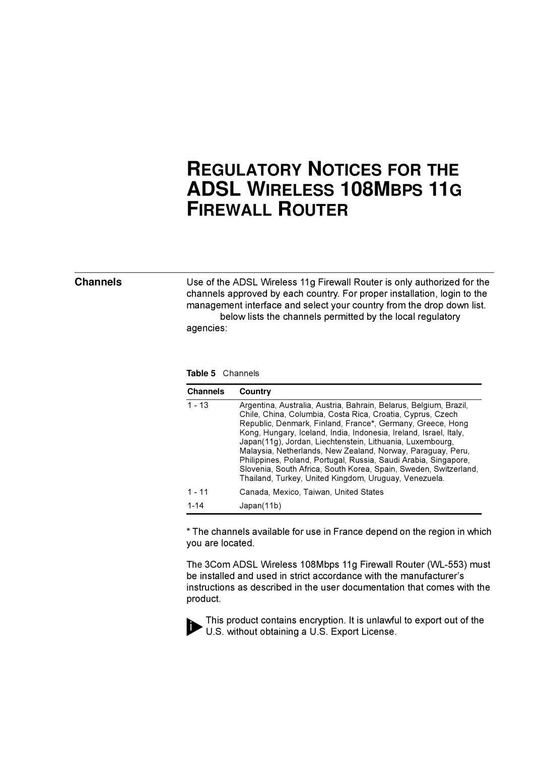 HP 100 -G Router manual Channels, Agencies 