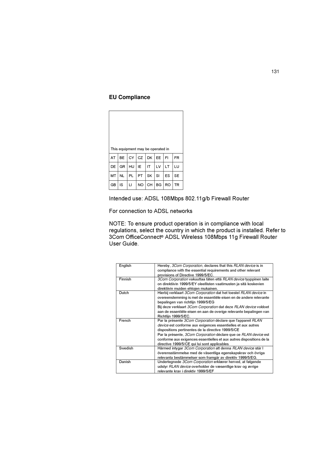 HP 100 -G Router manual EU Compliance 