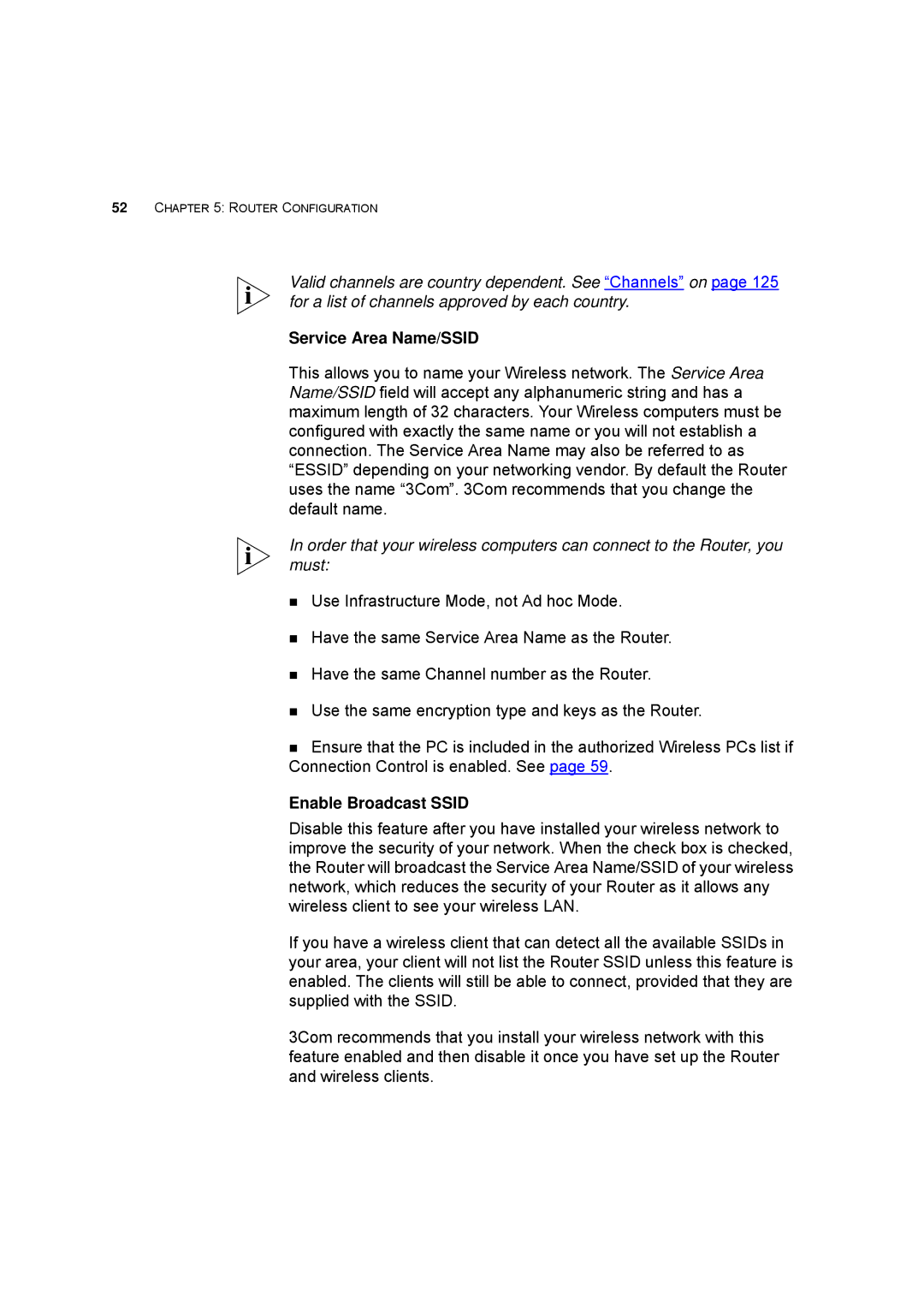 HP 100 -G Router manual Service Area Name/SSID, Enable Broadcast Ssid 