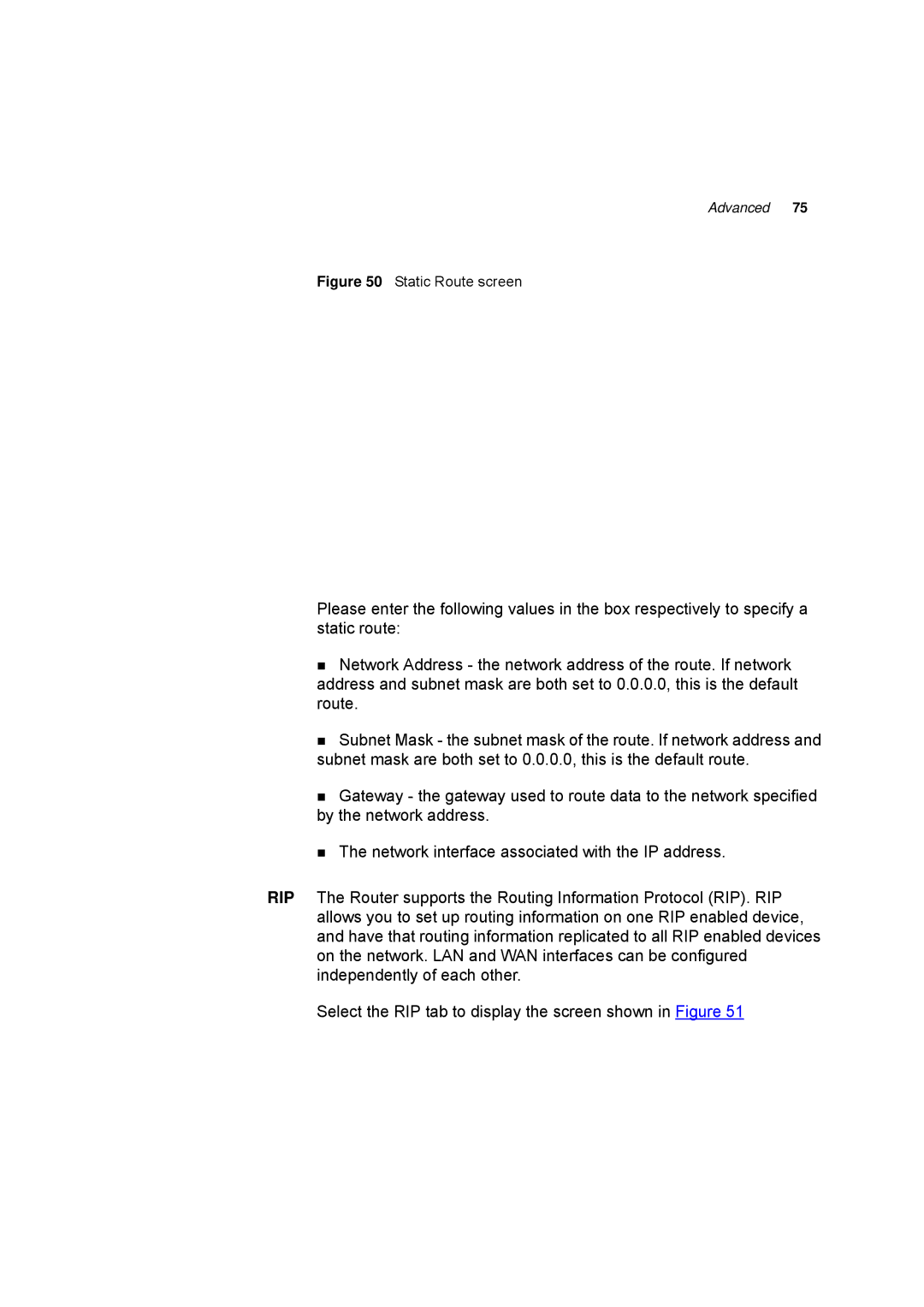 HP 100 -G Router manual Static Route screen 