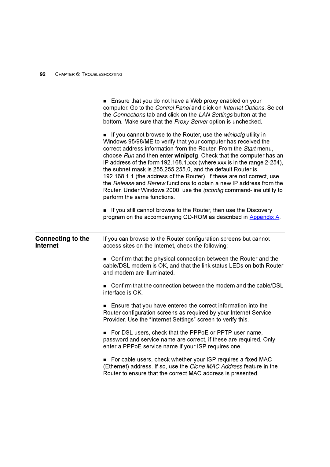 HP 100 -G Router manual Connecting to, Internet 