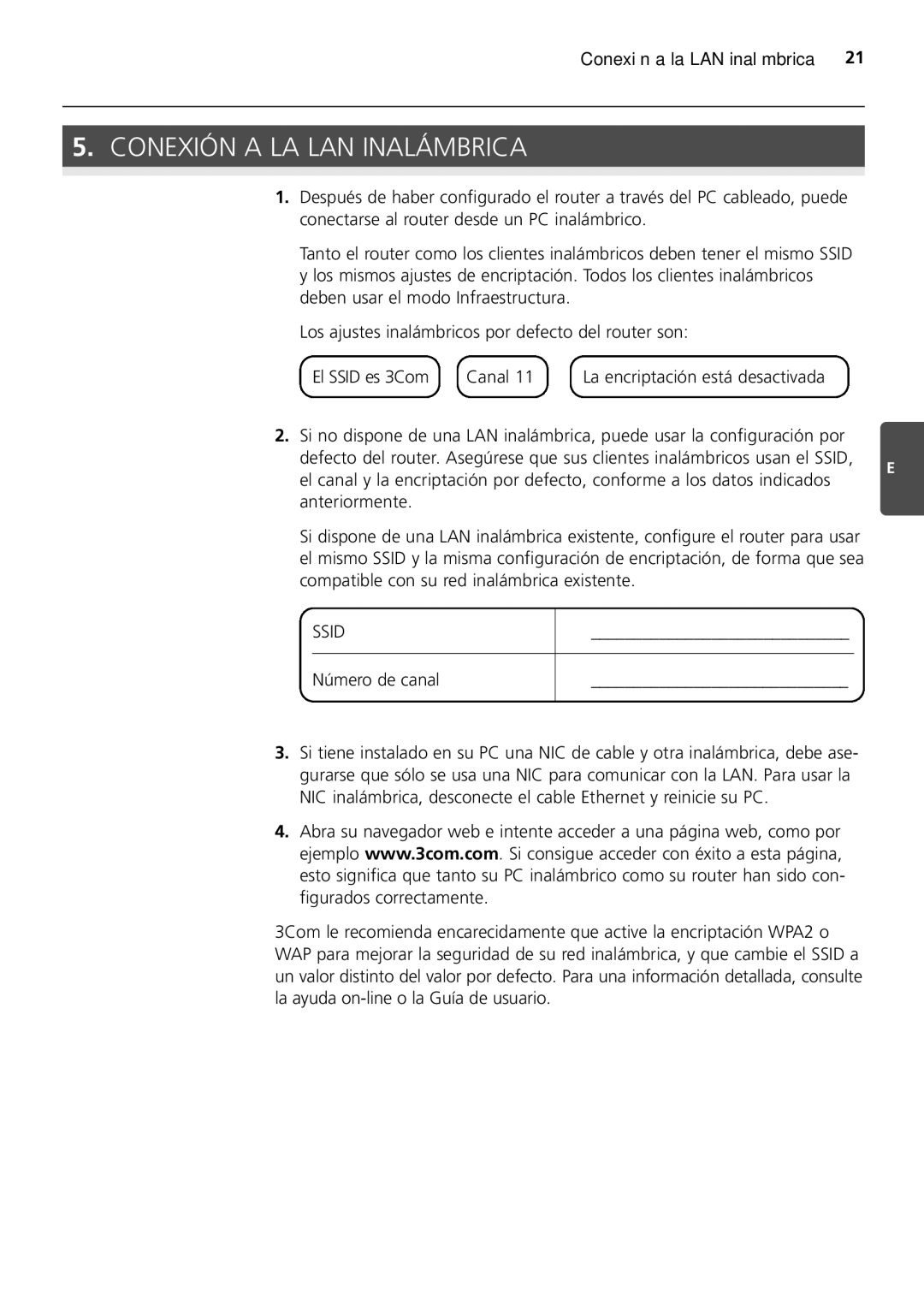 HP 100 -G Router manual Conexión a LA LAN Inalámbrica, Número de canal 