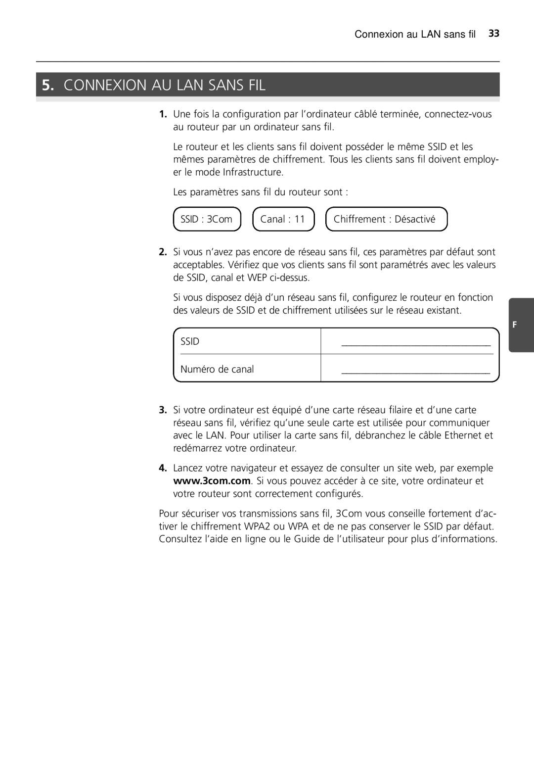 HP 100 -G Router manual Connexion AU LAN Sans FIL 