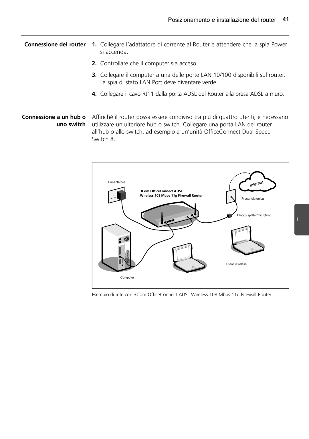 HP 100 -G Router manual Posizionamento e installazione del router 