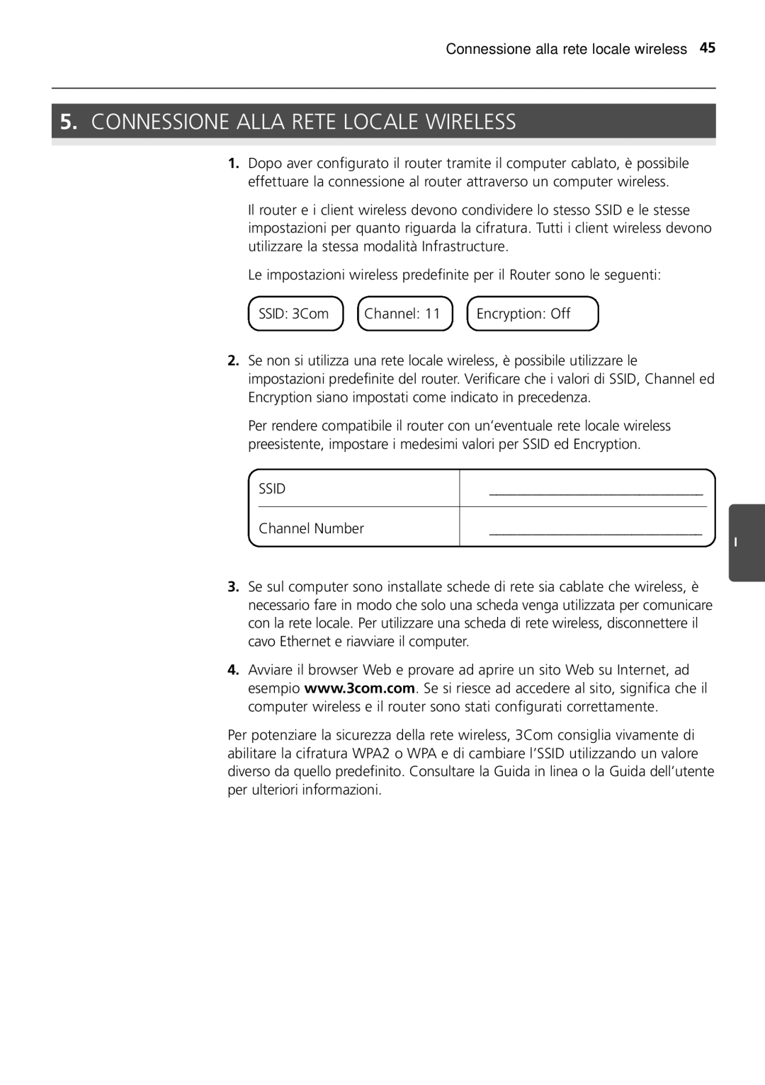 HP 100 -G Router manual Connessione Alla Rete Locale Wireless 