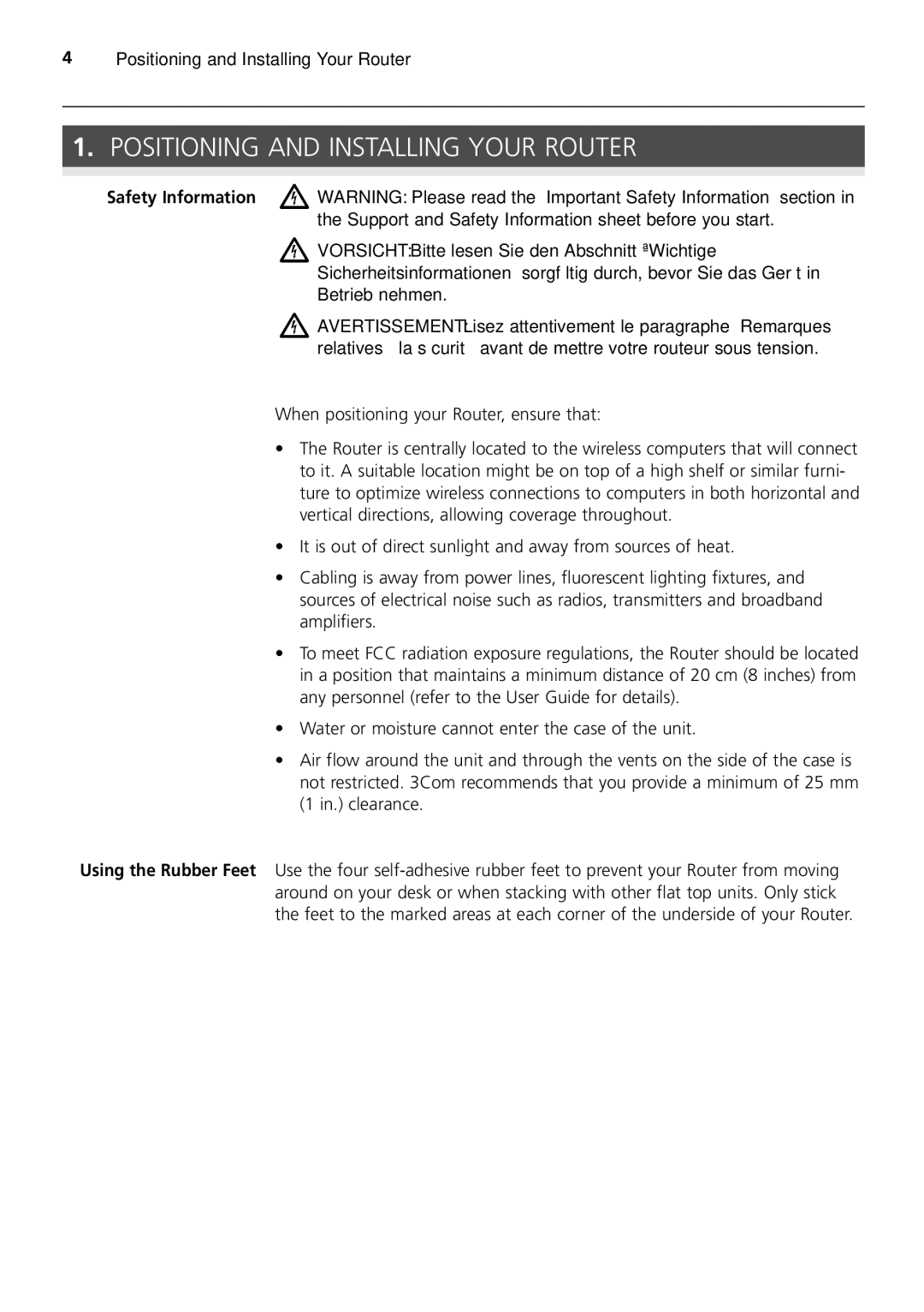 HP 100 -G Router manual Positioning and Installing Your Router 